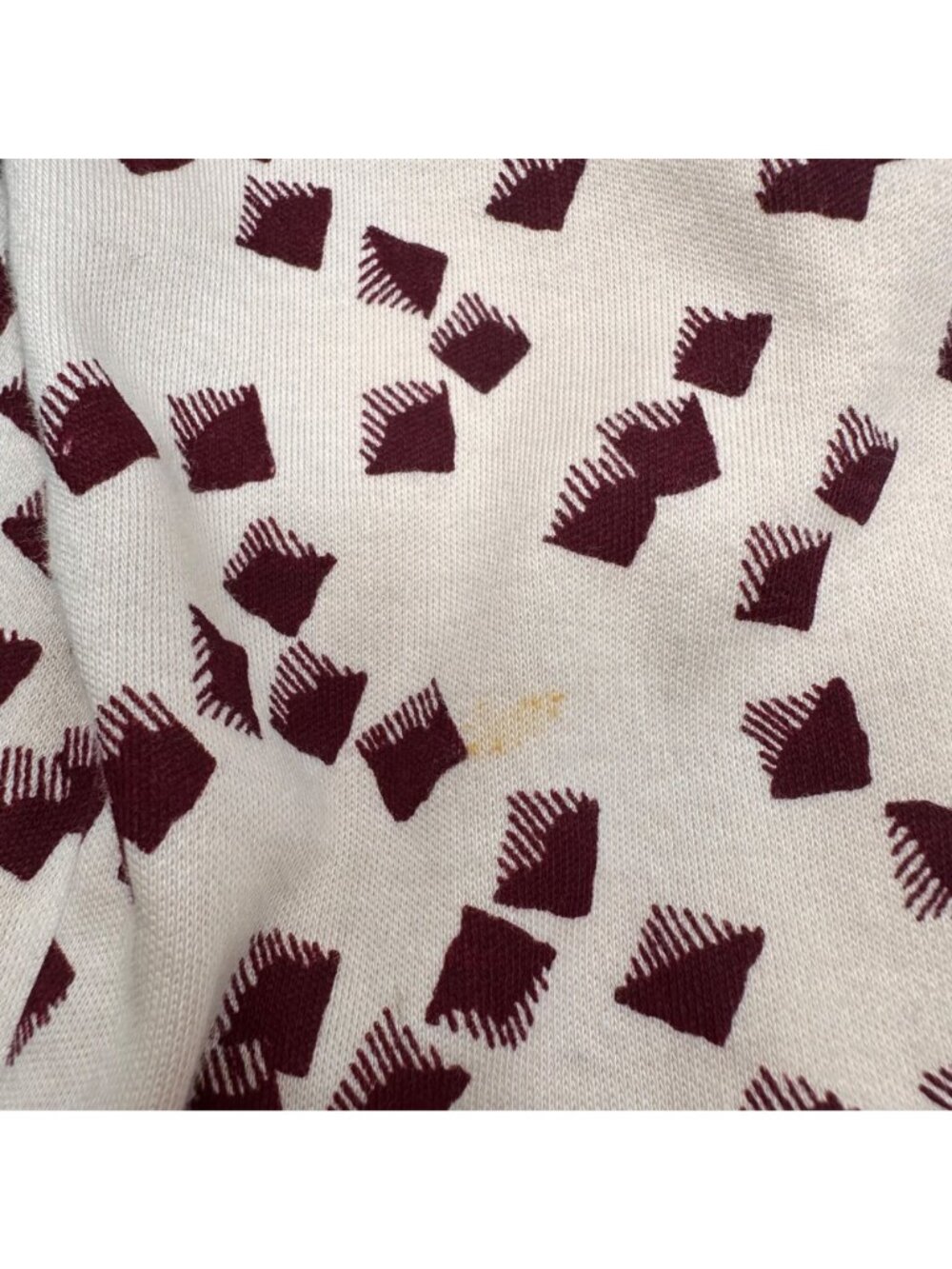 Vintage Skirt Top Set Size Large Cream Burgundy Geometric 1980s Shoulder Pads - Picture 8 of 10